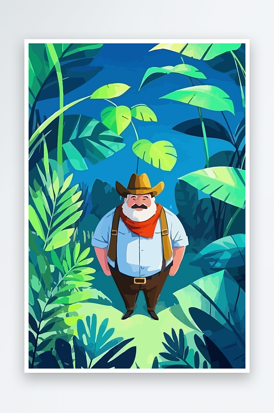 白胡子老人图标矢量插画图形元素-众图网