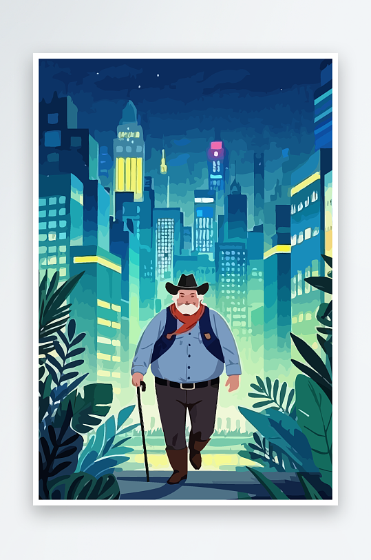 白胡子老人图标矢量插画图形元素-众图网