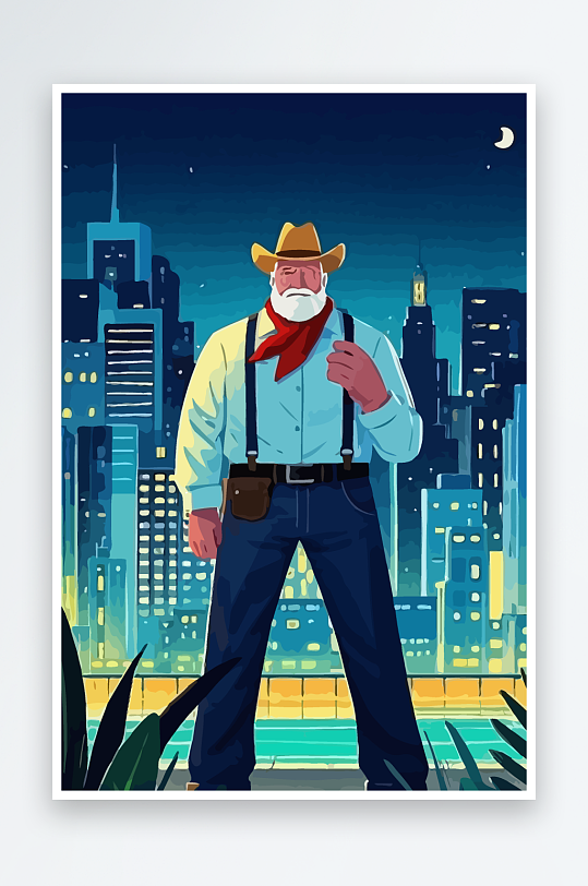 白胡子老人图标矢量插画图形元素-众图网