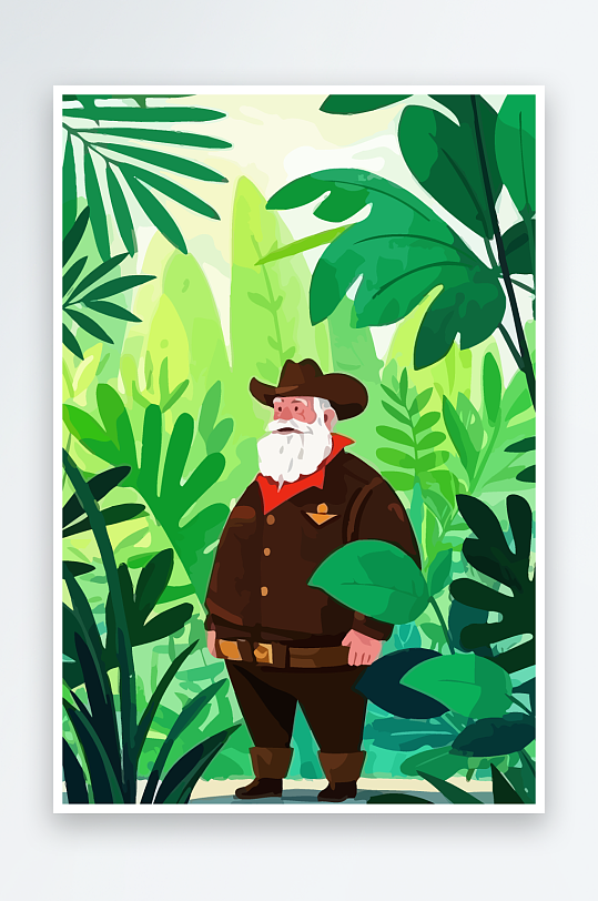 白胡子老人图标矢量插画图形元素-众图网