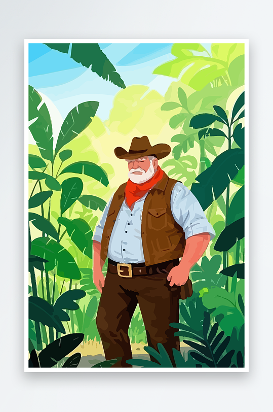 白胡子老人图标矢量插画图形元素-众图网