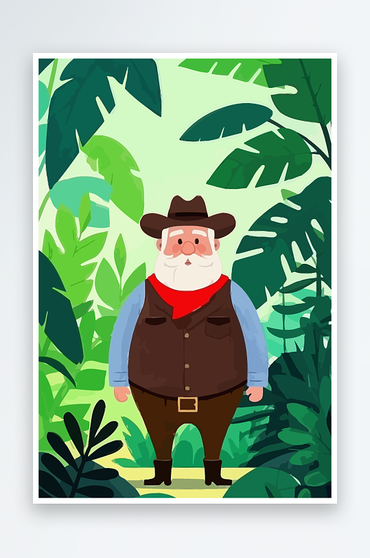 白胡子老人矢量插画图形元素-众图网