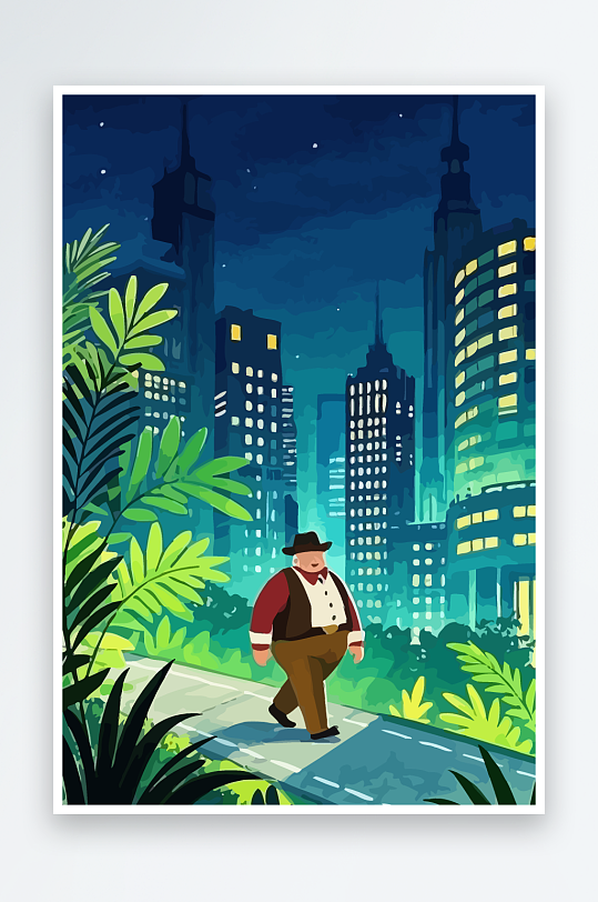 白胡子老人矢量插画图形元素-众图网