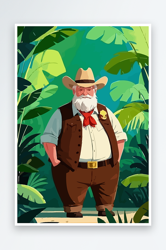 白胡子老人矢量插画图形元素-众图网