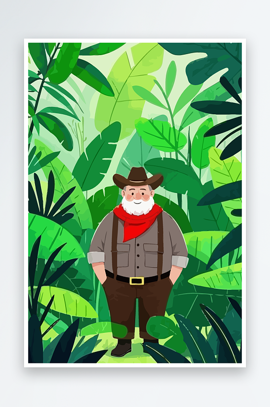 白胡子老人矢量插画图形元素-众图网