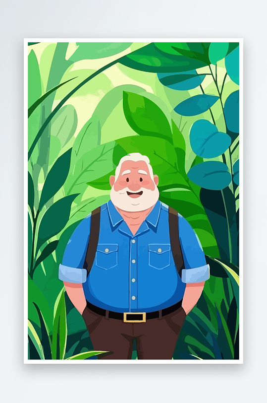 白胡子老人矢量插画图形元素-众图网