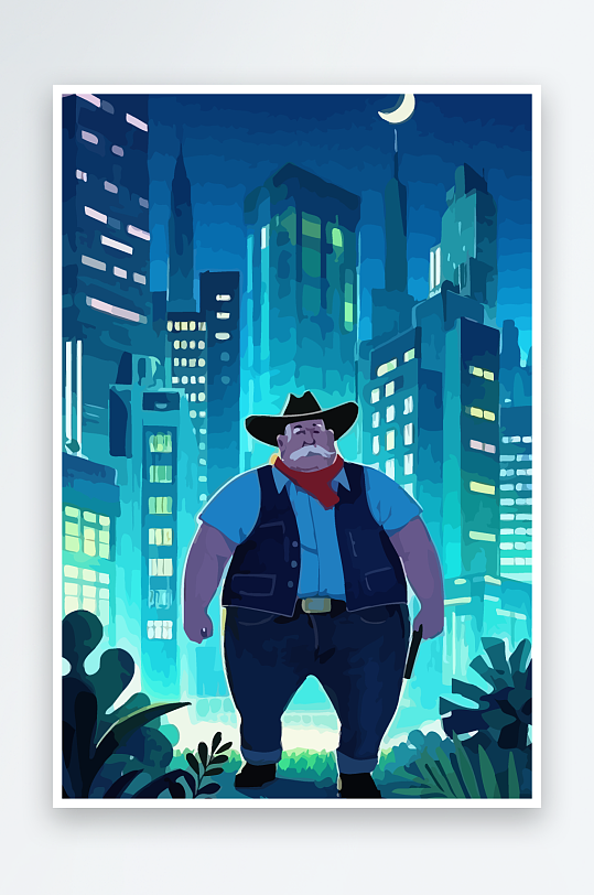 白胡子老人矢量插画图形元素-众图网