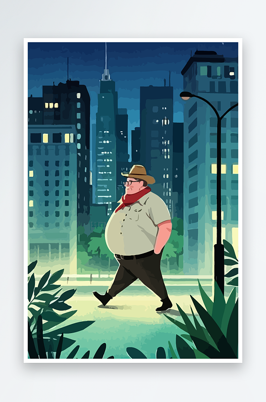 白胡子老人矢量插画图形元素-众图网