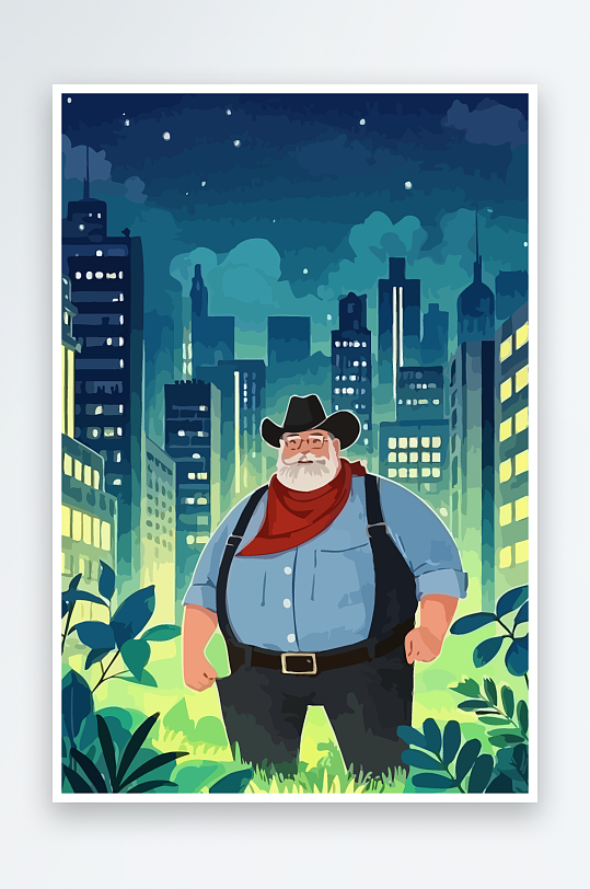 白胡子老人矢量插画图形元素-众图网