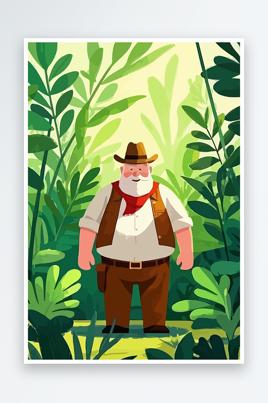 白胡子老人矢量插画图形元素-众图网