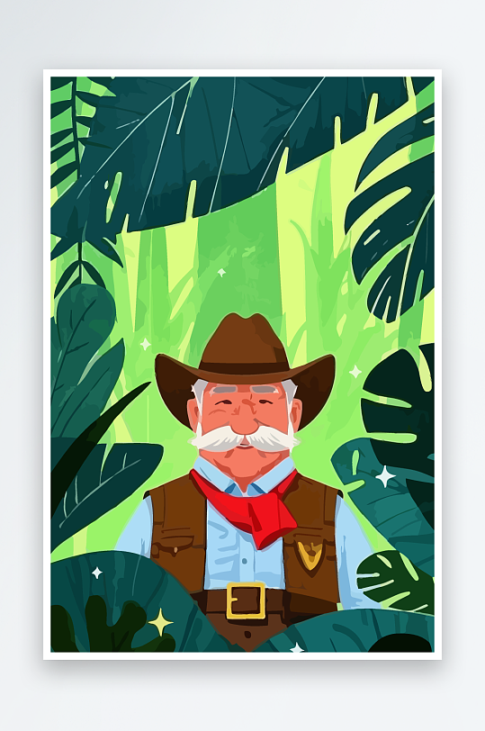 白胡子老人矢量插画图形元素-众图网