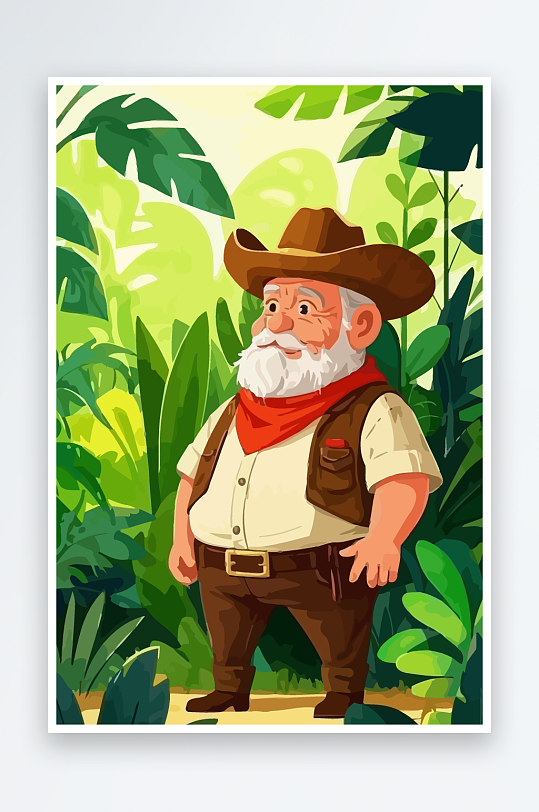 白胡子老人矢量插画图形元素-众图网