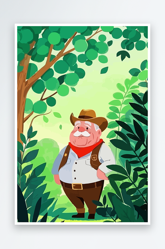 白胡子老人矢量插画图形元素-众图网