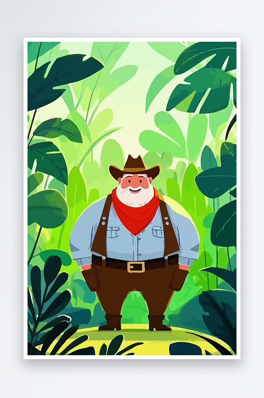 白胡子老人矢量插画图形元素-众图网