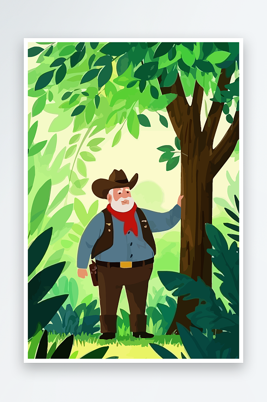 白胡子老人矢量插画图形元素-众图网