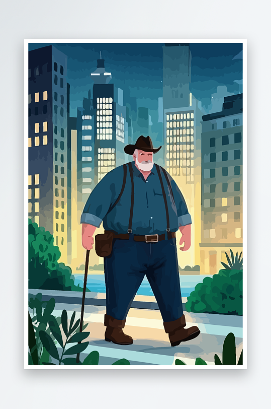 白胡子老人矢量插画图形元素-众图网