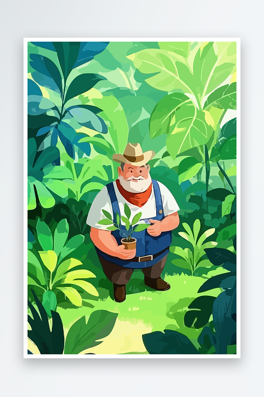 白胡子老人矢量插画图形元素-众图网