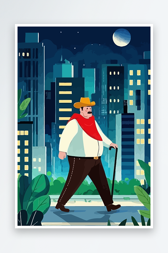 白胡子老人矢量插画图形元素-众图网