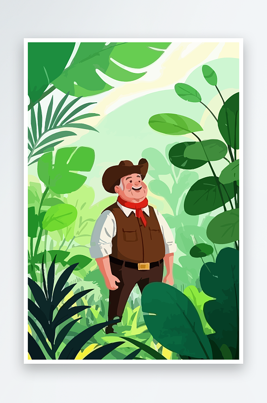 白胡子老人矢量插画图形元素-众图网