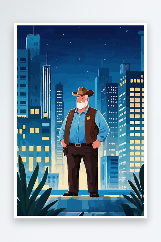 白胡子老人矢量插画图形元素-众图网