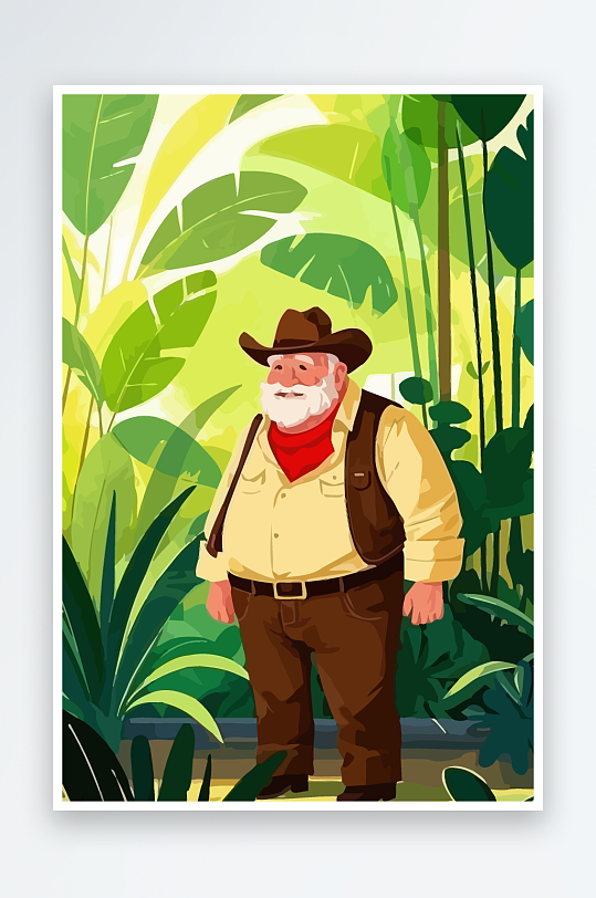 白胡子老人矢量插画图形元素-众图网