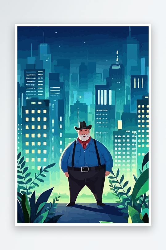 白胡子老人图标矢量插画图形元素-众图网