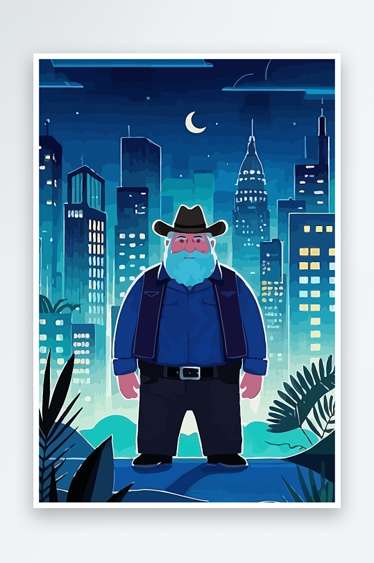 白胡子老人图标矢量插画图形元素-众图网