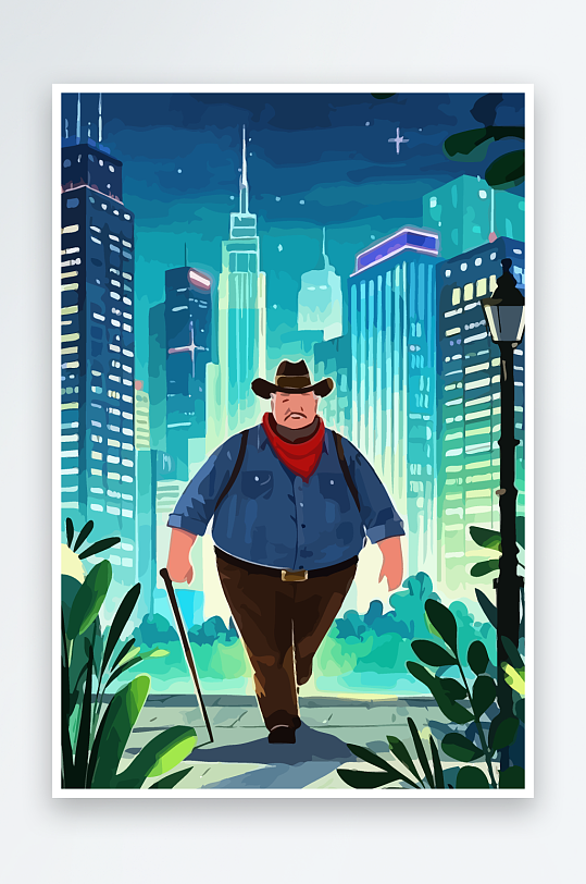 白胡子老人图标矢量插画图形元素-众图网