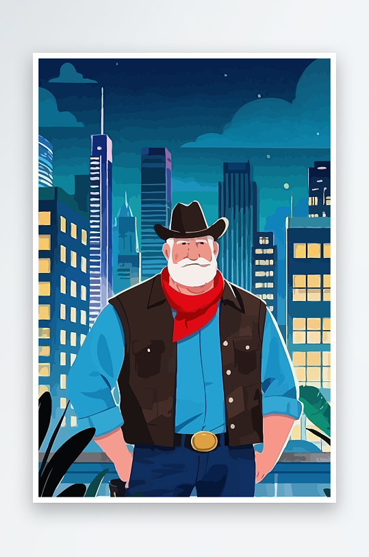 白胡子老人图标矢量插画图形元素-众图网