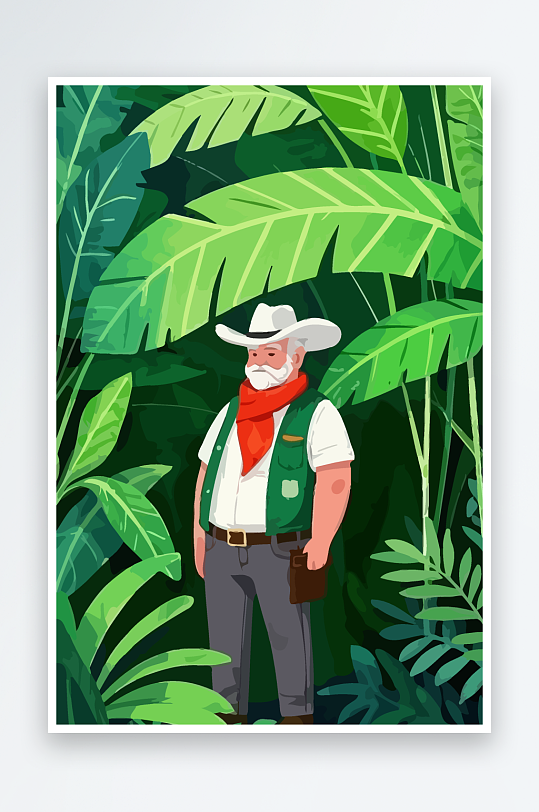 白胡子老人图标矢量插画图形元素-众图网