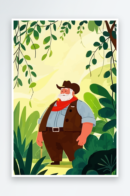 白胡子老人图标矢量插画图形元素-众图网