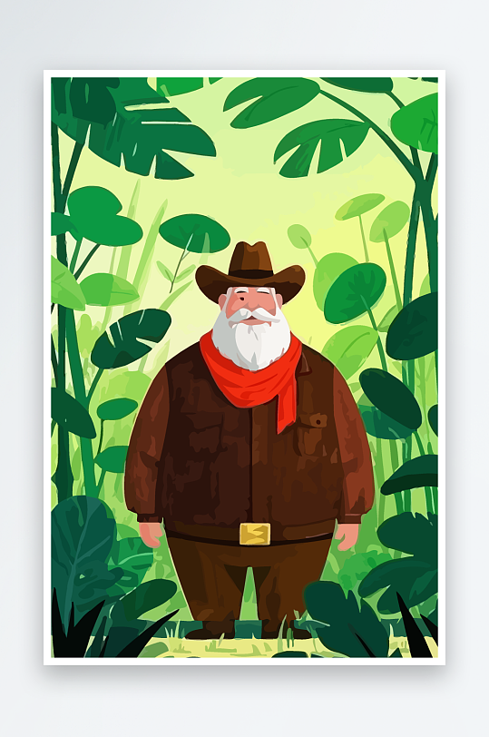 白胡子老人图标矢量插画图形元素-众图网