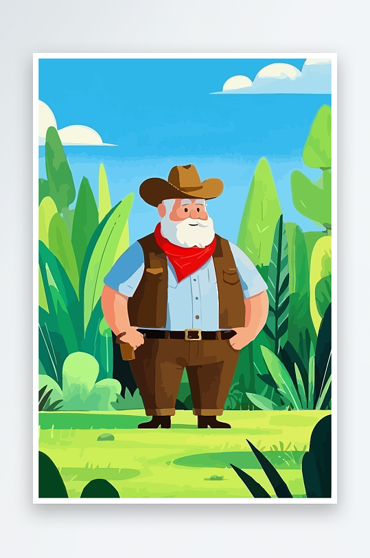 白胡子老人图标矢量插画图形元素-众图网