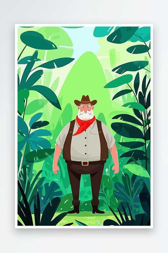 白胡子老人图标矢量插画图形元素-众图网