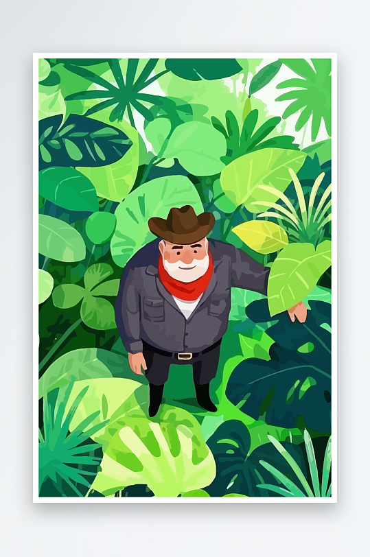 白胡子老人图标矢量插画图形元素-众图网