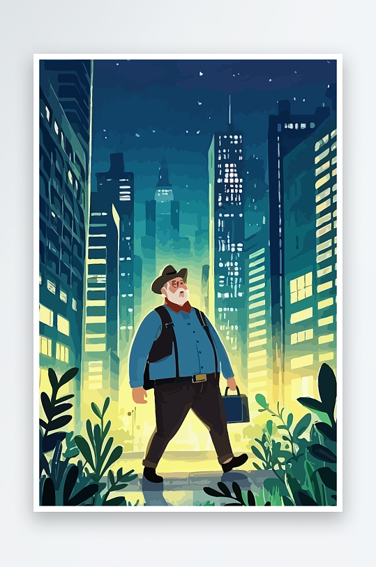 白胡子老人图标矢量插画图形元素-众图网