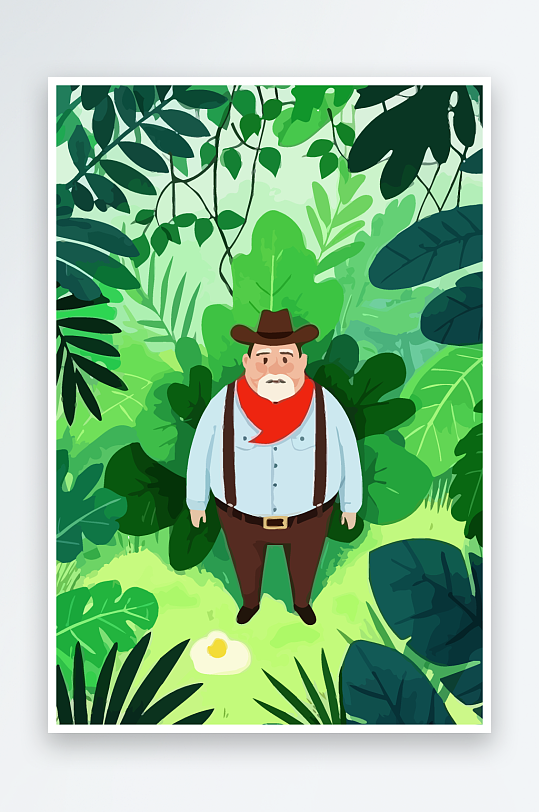 白胡子老人图标矢量插画图形元素-众图网