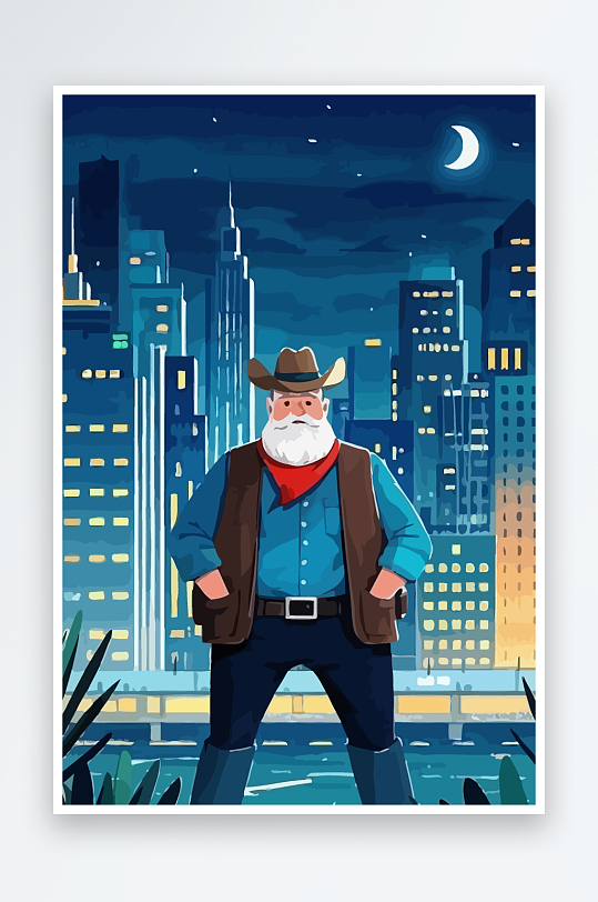 白胡子老人图标矢量插画图形元素-众图网