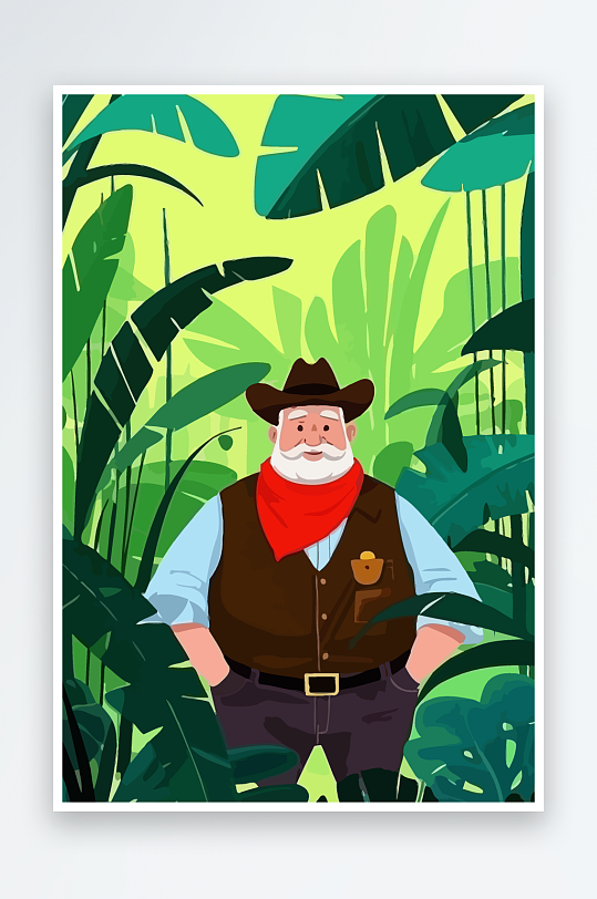 白胡子老人图标矢量插画图形元素-众图网