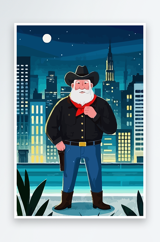 白胡子老人矢量插画图形元素-众图网