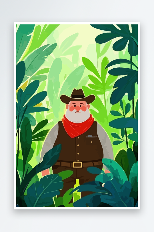 白胡子老人矢量插画图形元素-众图网