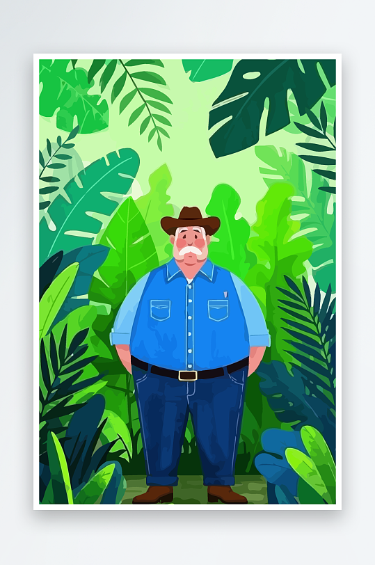 白胡子老人矢量插画图形元素-众图网