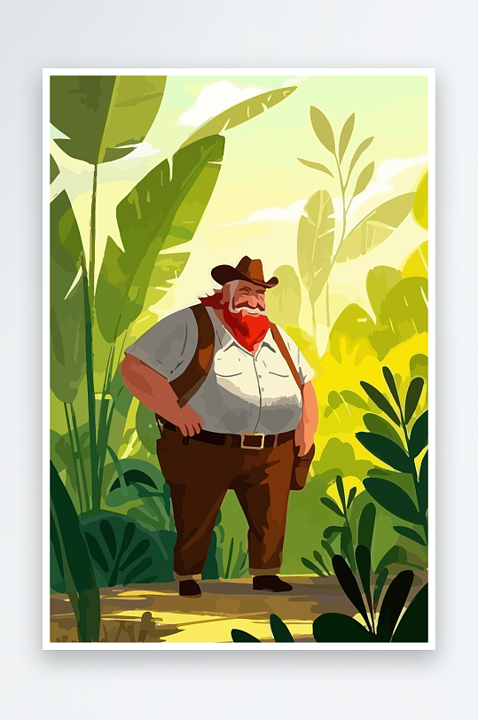 白胡子老人矢量插画图形元素-众图网