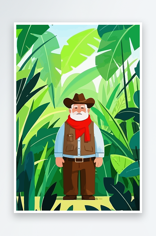 白胡子老人矢量插画图形元素-众图网