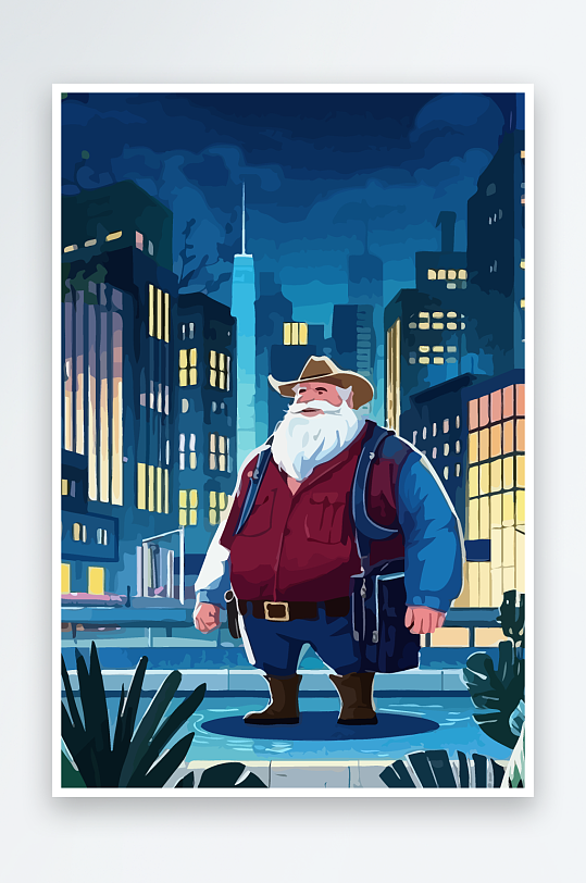 白胡子老人矢量插画图形元素-众图网