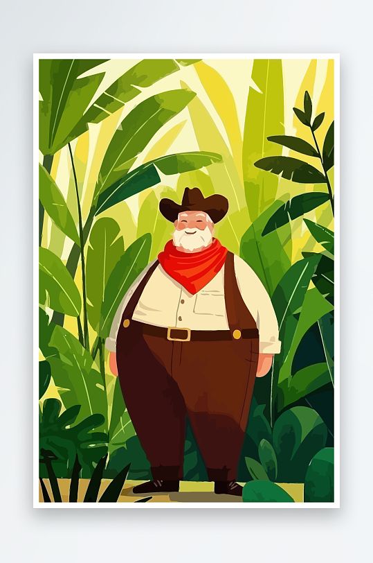 白胡子老人矢量插画图形元素-众图网