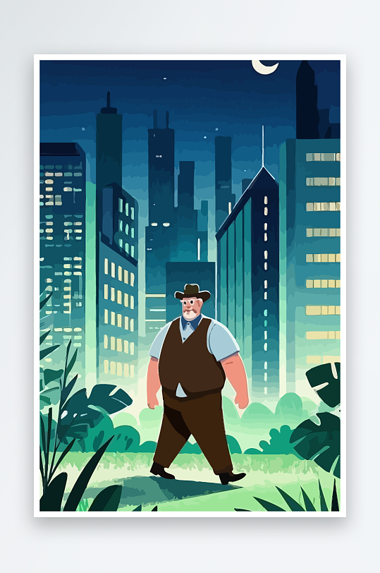 白胡子老人矢量插画图形元素-众图网