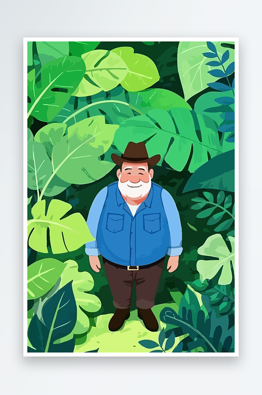 白胡子老人矢量插画图形元素-众图网