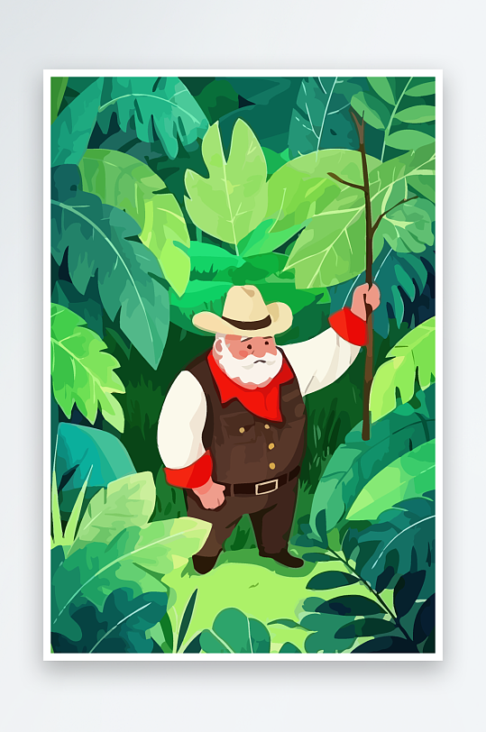 白胡子老人矢量插画图形元素-众图网