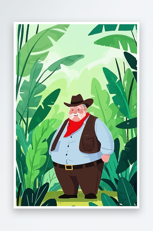 白胡子老人矢量插画图形元素-众图网